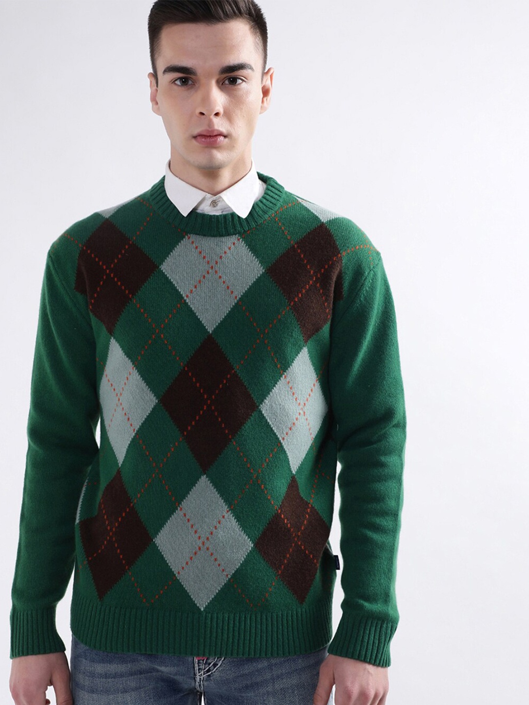 

GANT Men Wool Checked Pullover, Green