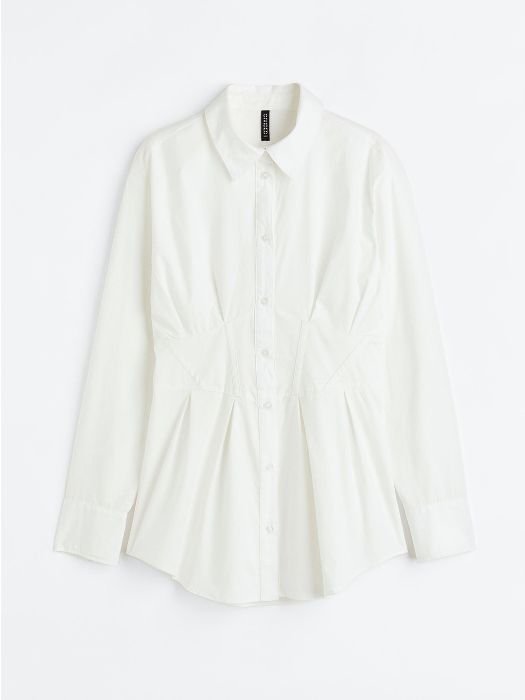 

H&M Women Tapered-Waist Poplin Shirt, White