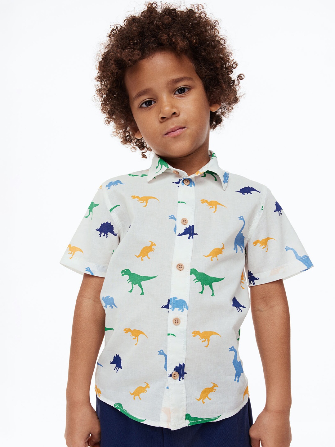 

H&M Boys Short-Sleeved Cotton Shirt, White