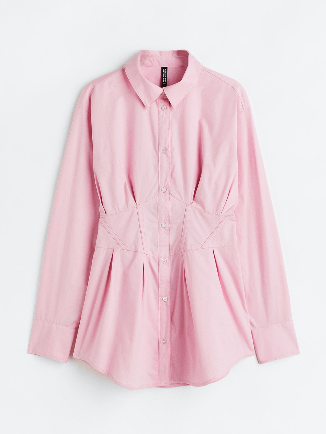 

H&M Women Tapered-Waist Poplin Shirt, Pink