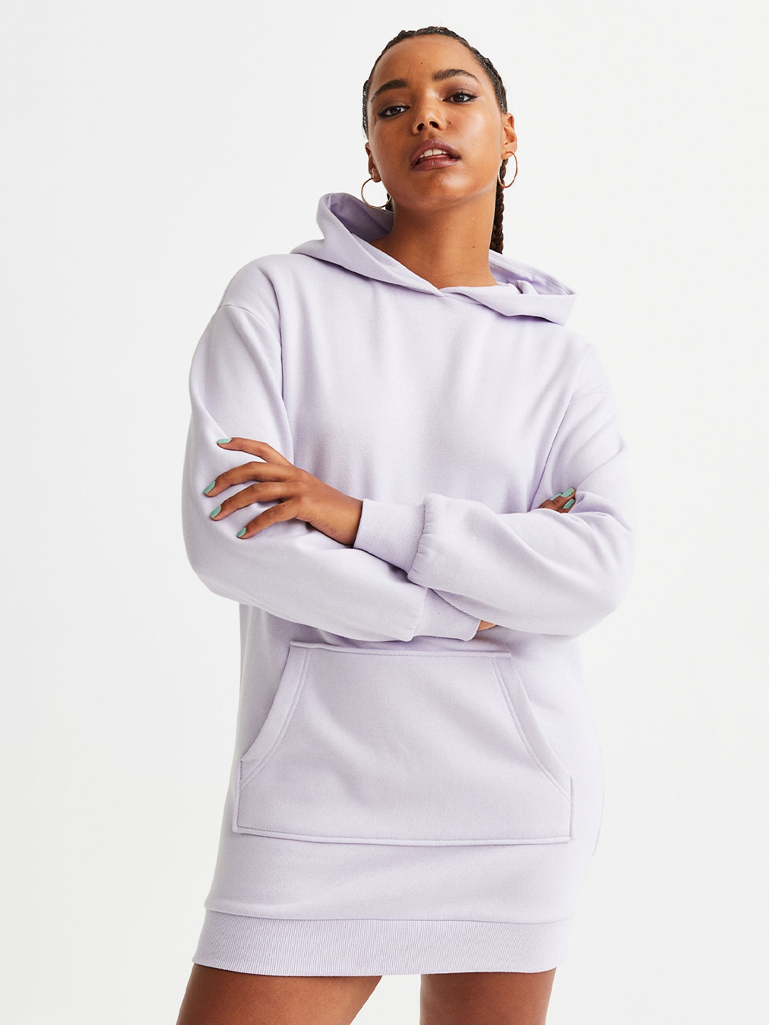 

H&M Hooded Sweatshirt Dress, Lavender