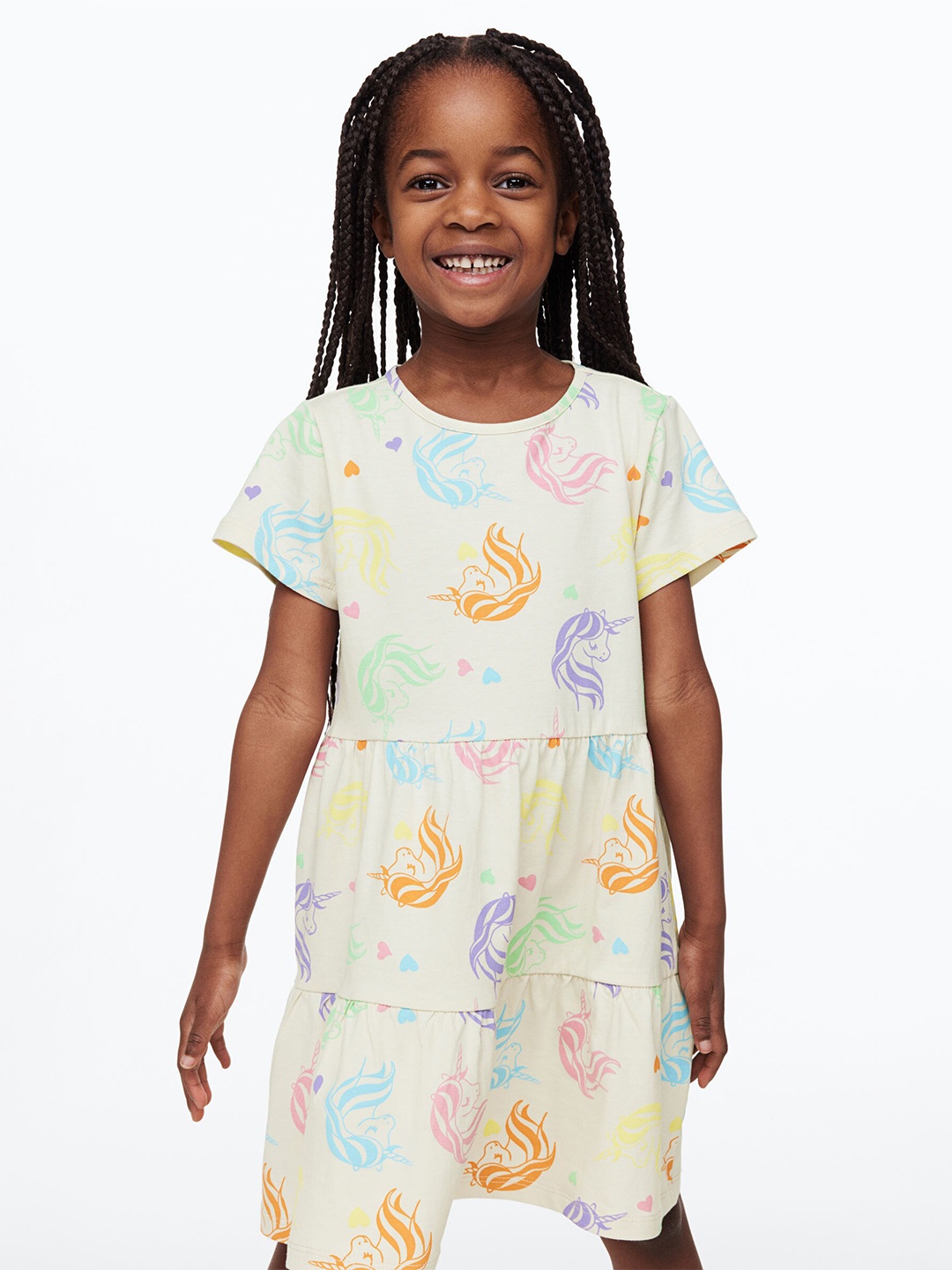 

H&M Girls Cotton Jersey Dress, Beige