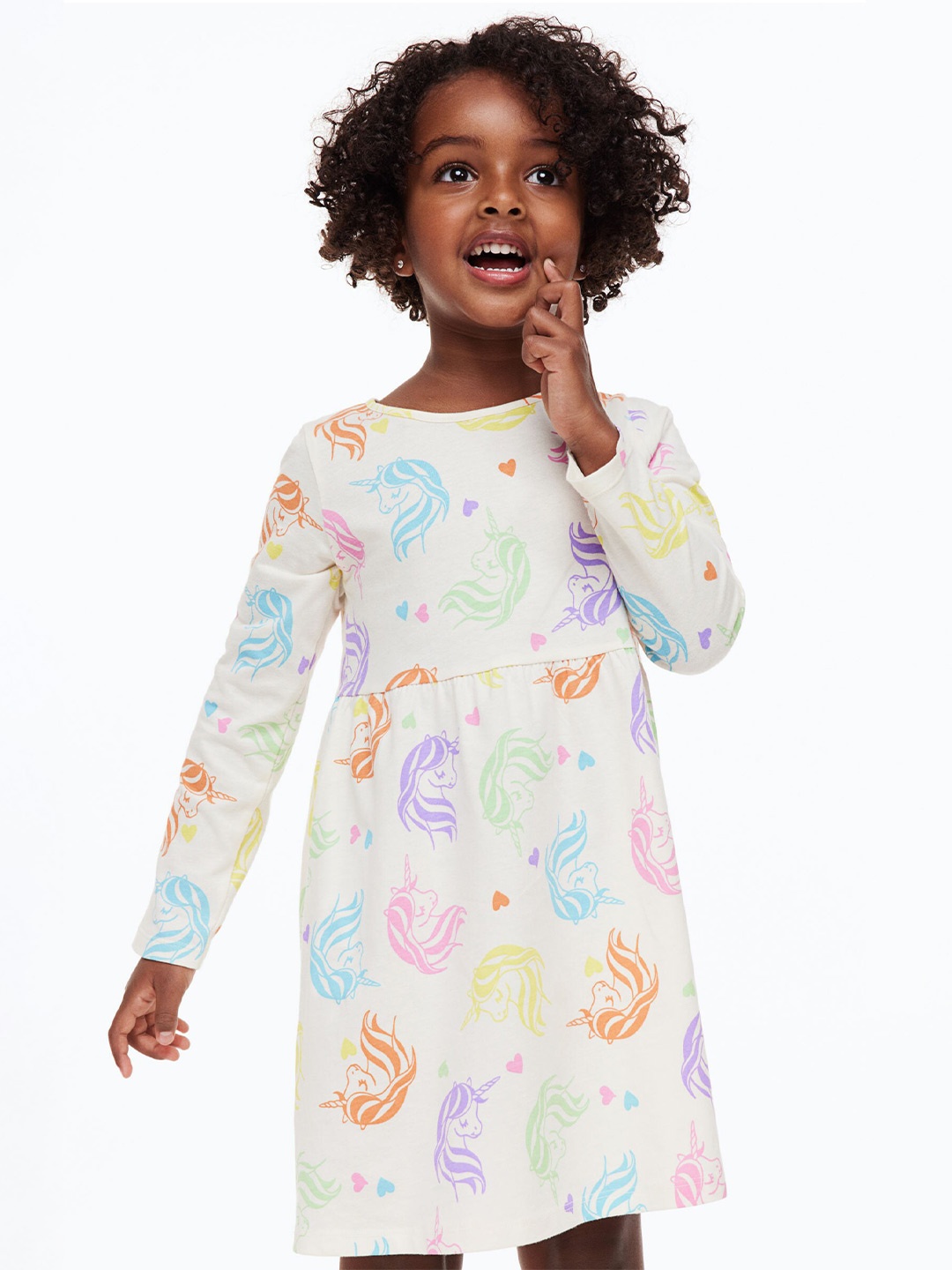

H&M Girls Cotton Jersey Dress, Off white