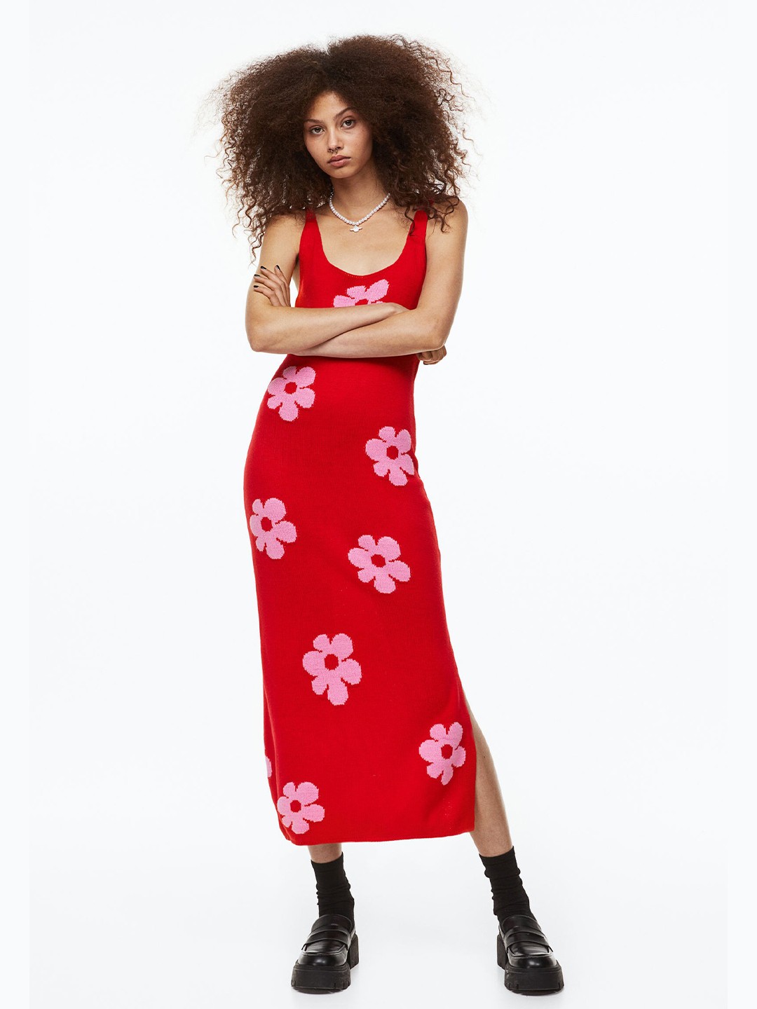

H&M Women Knitted Dress, Red