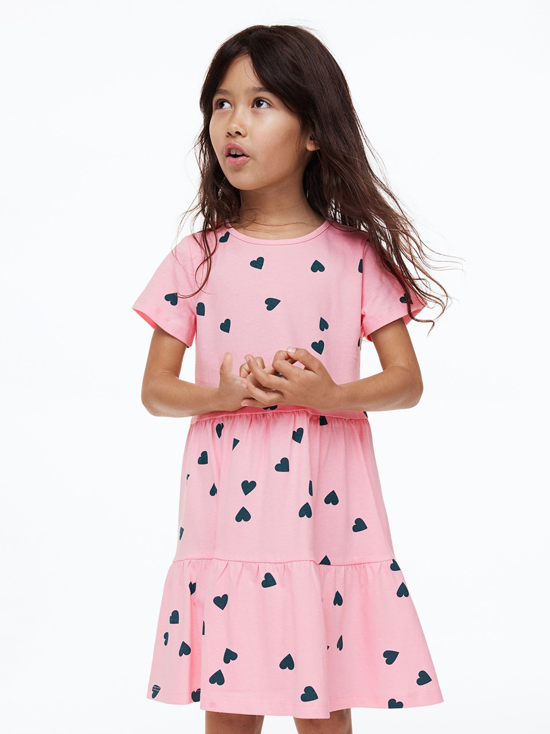 

H&M Girls Pure Cotton Jersey Dress, Pink