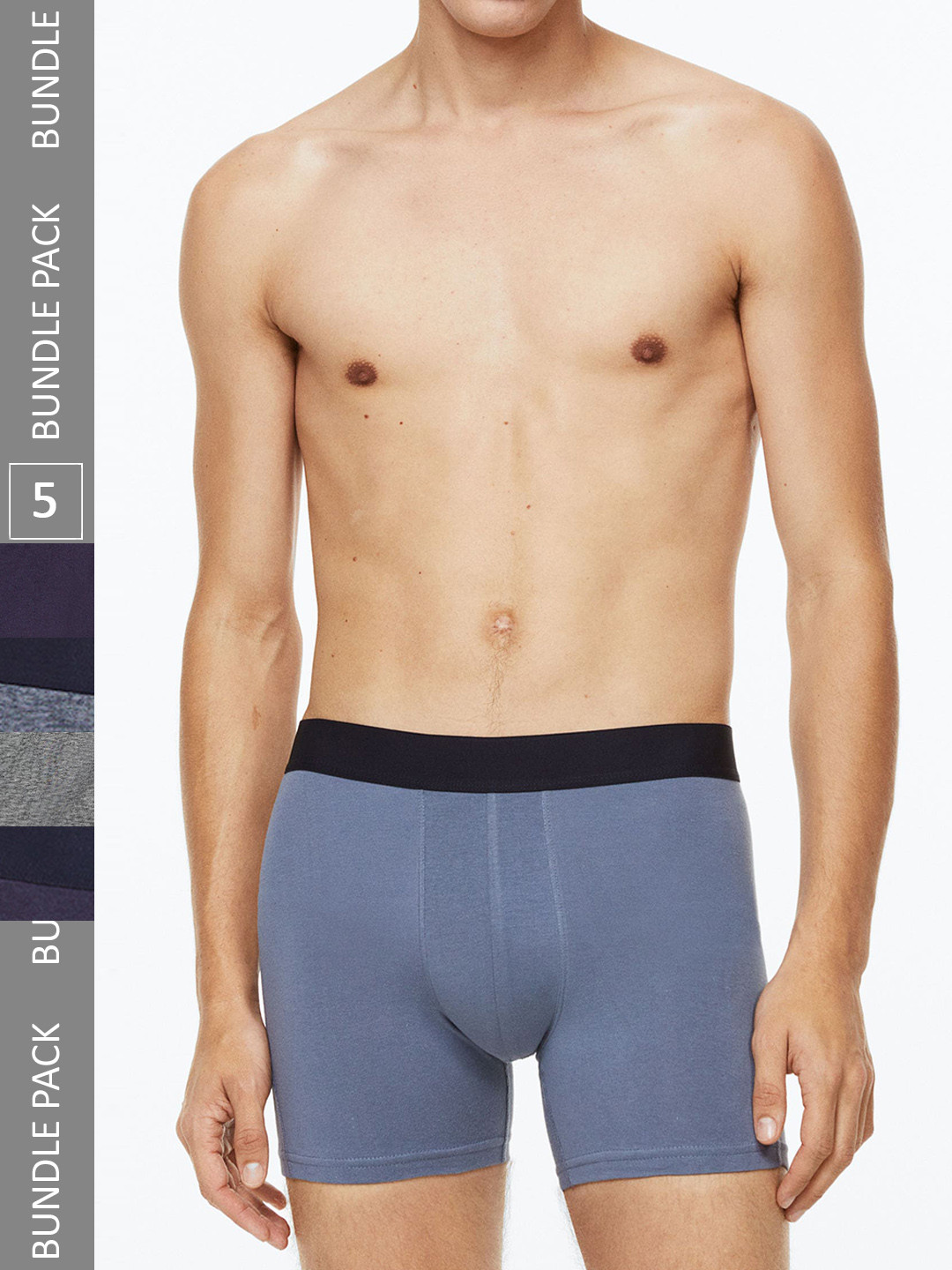 

H&M Men 5-Pack Cotton Mid Trunks, Blue