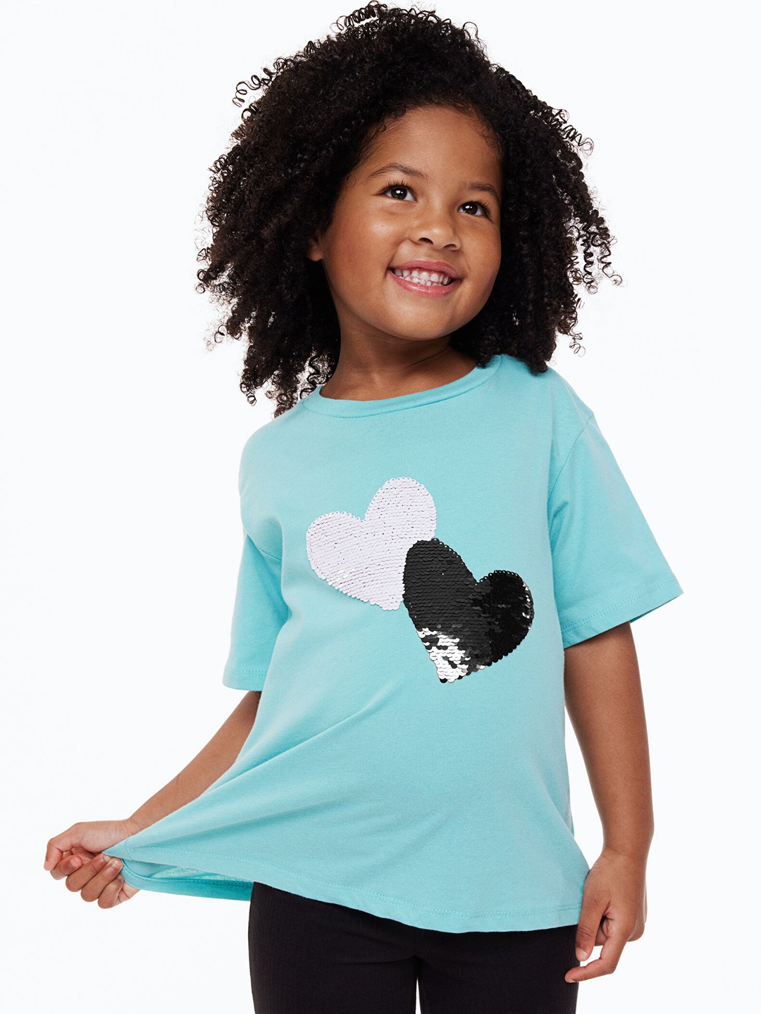 

H&M Girls Reversible Sequin-Motif T-Shirt, Blue