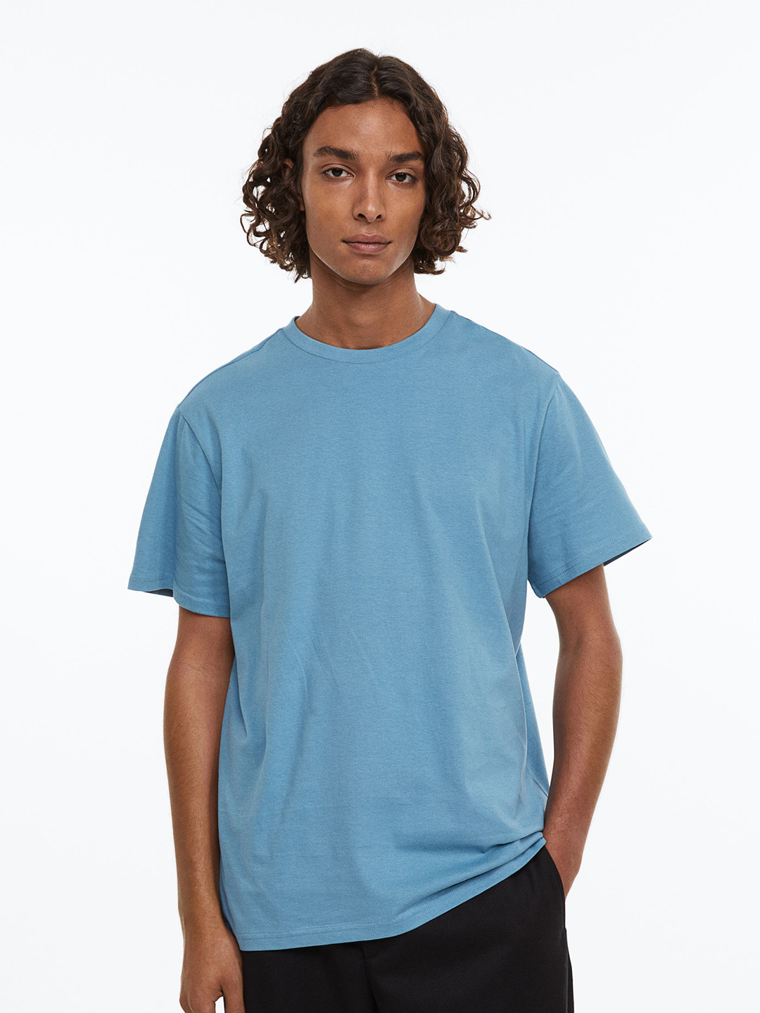 

H&M Men Regular Fit Round-Neck T-Shirt, Blue