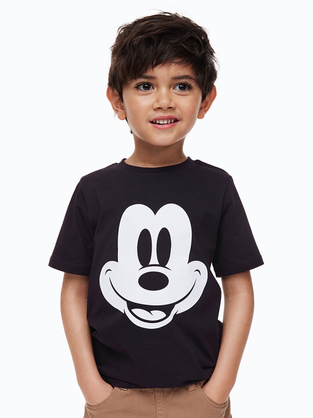 

H&M Boys Printed Pure Cotton T-shirt, Black