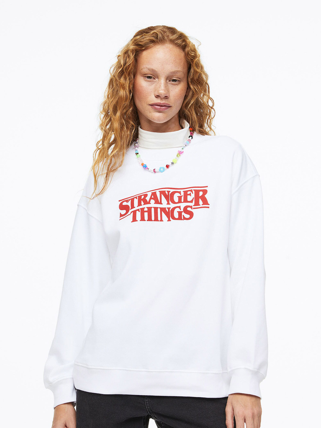 

H&M Women Printed Sweatshirt, White
