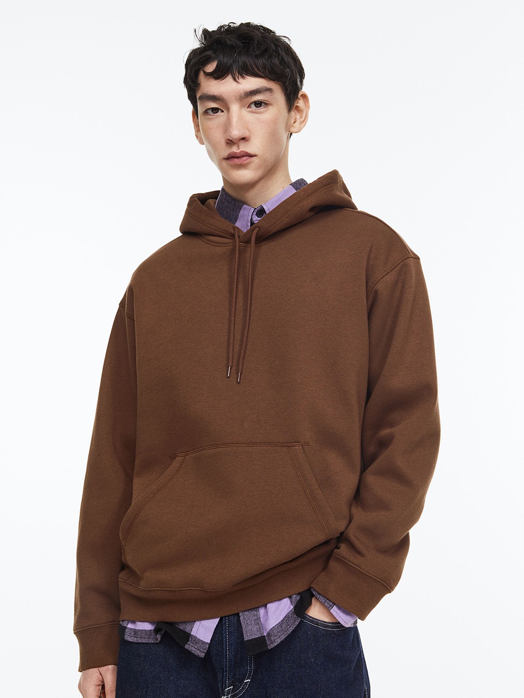 

H&M Men Relaxed Fit Hoodie, Brown