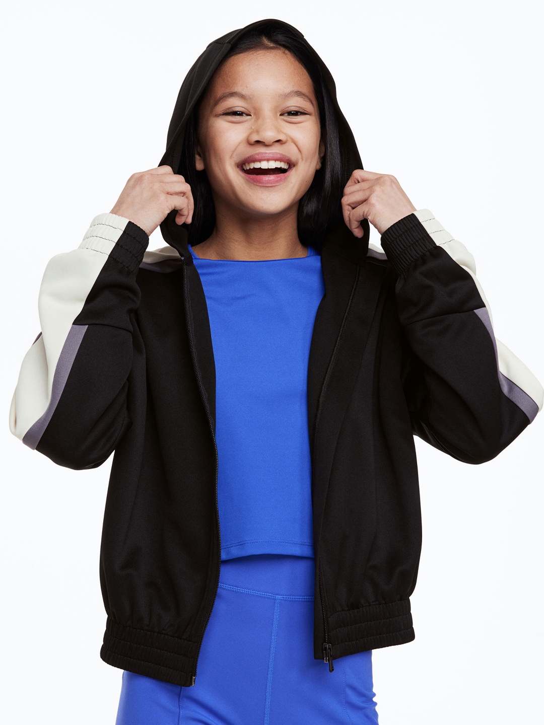 

H&M Girls DryMove Zip-Through Sports Hoodie, Black