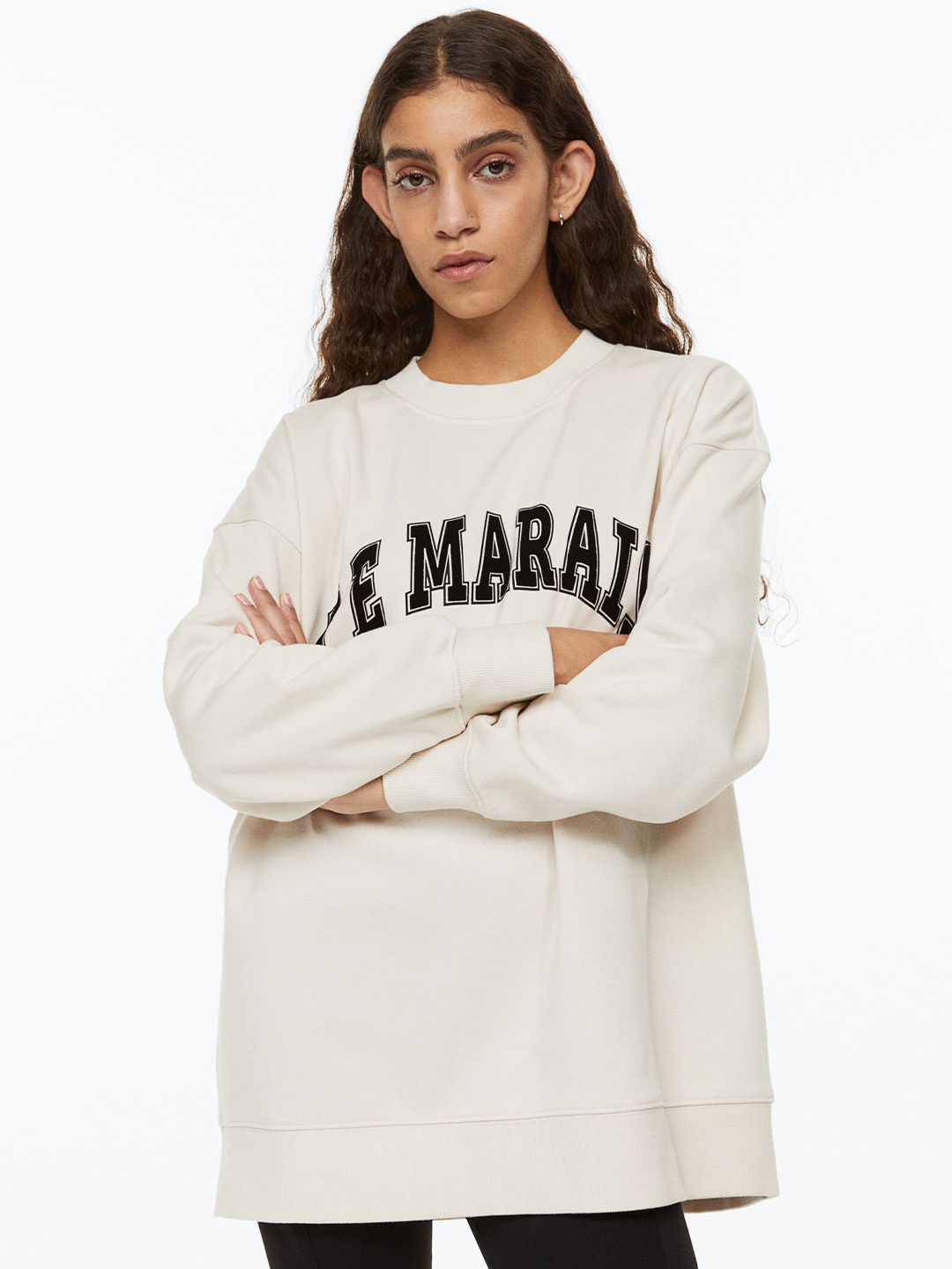 

H&M Women Printed Sweatshirt, White