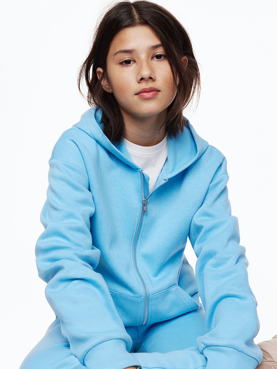 

H&M Girls Oversized Zip-Through Hoodie, Blue