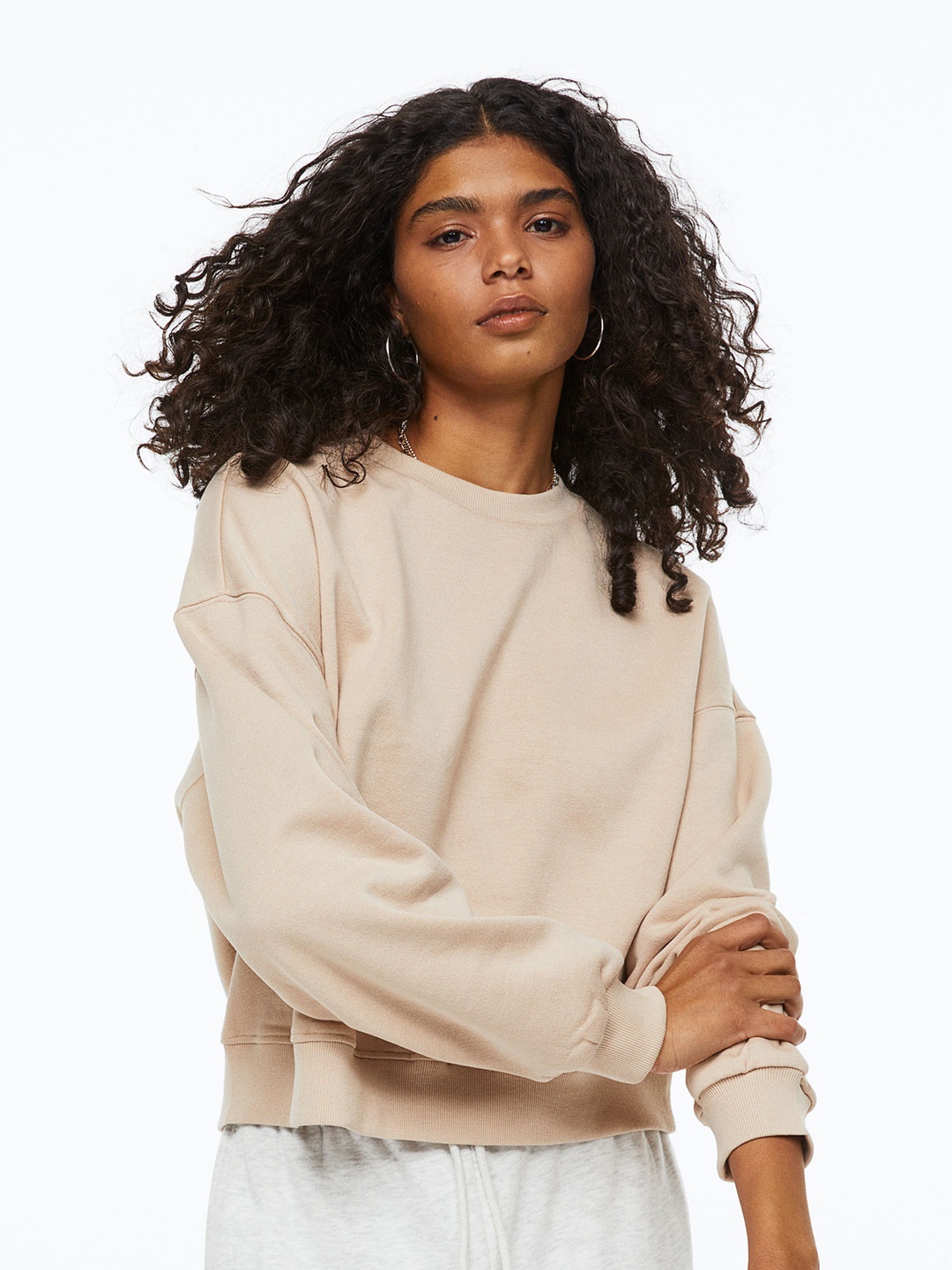 

H&M Women Sweatshirt, Beige