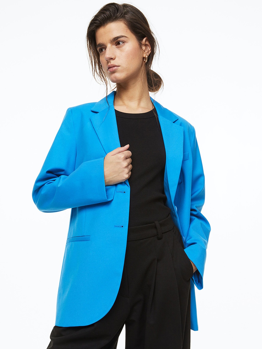 

H&M Women Single-Breasted Blazer, Blue