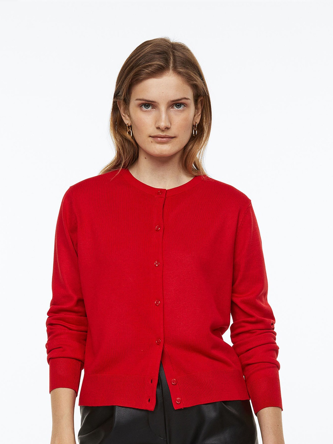 

H&M Women Fine-Knit Cardigan, Red