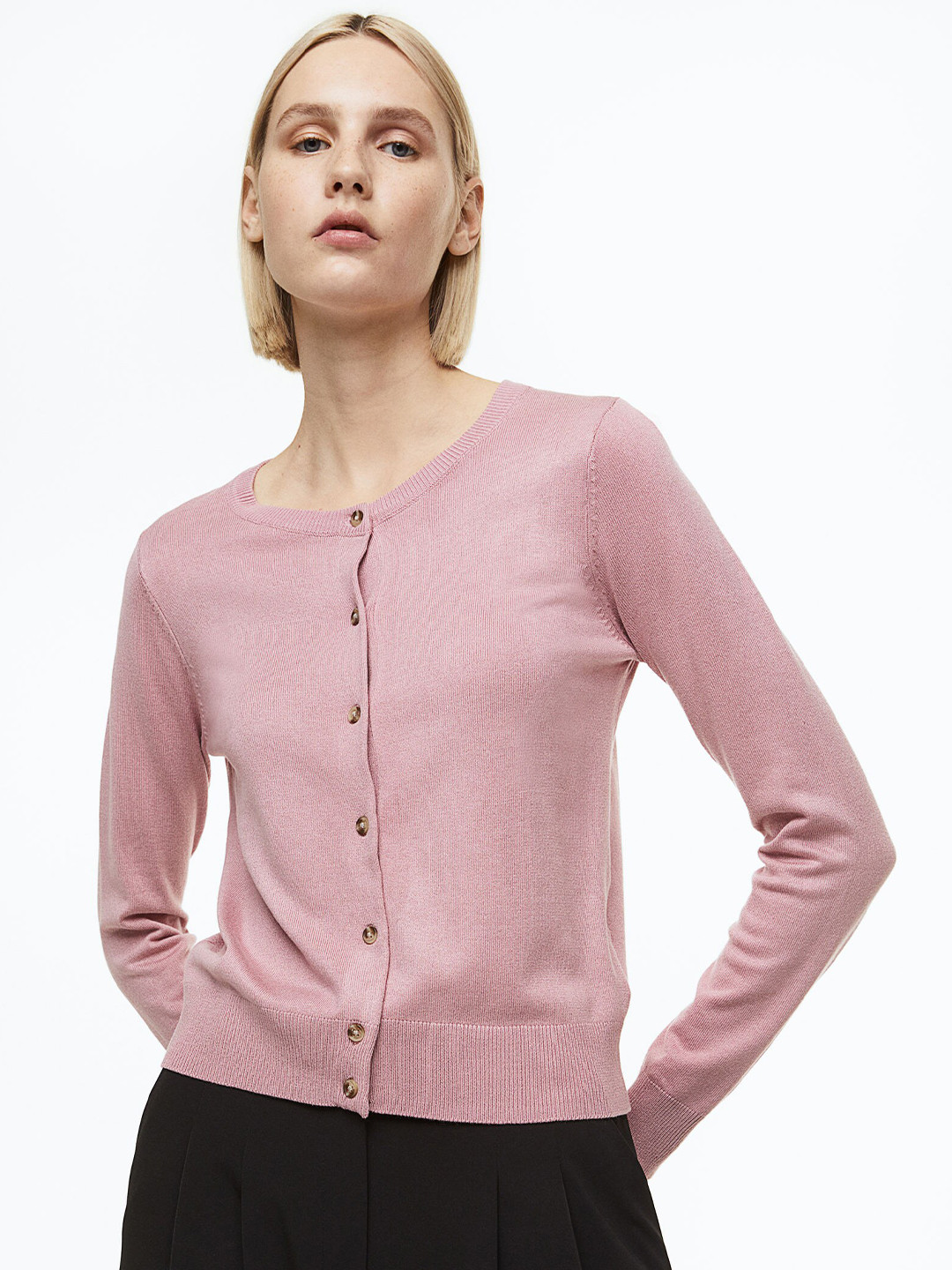 

H&M Women Fine-Knit Cardigan, Pink