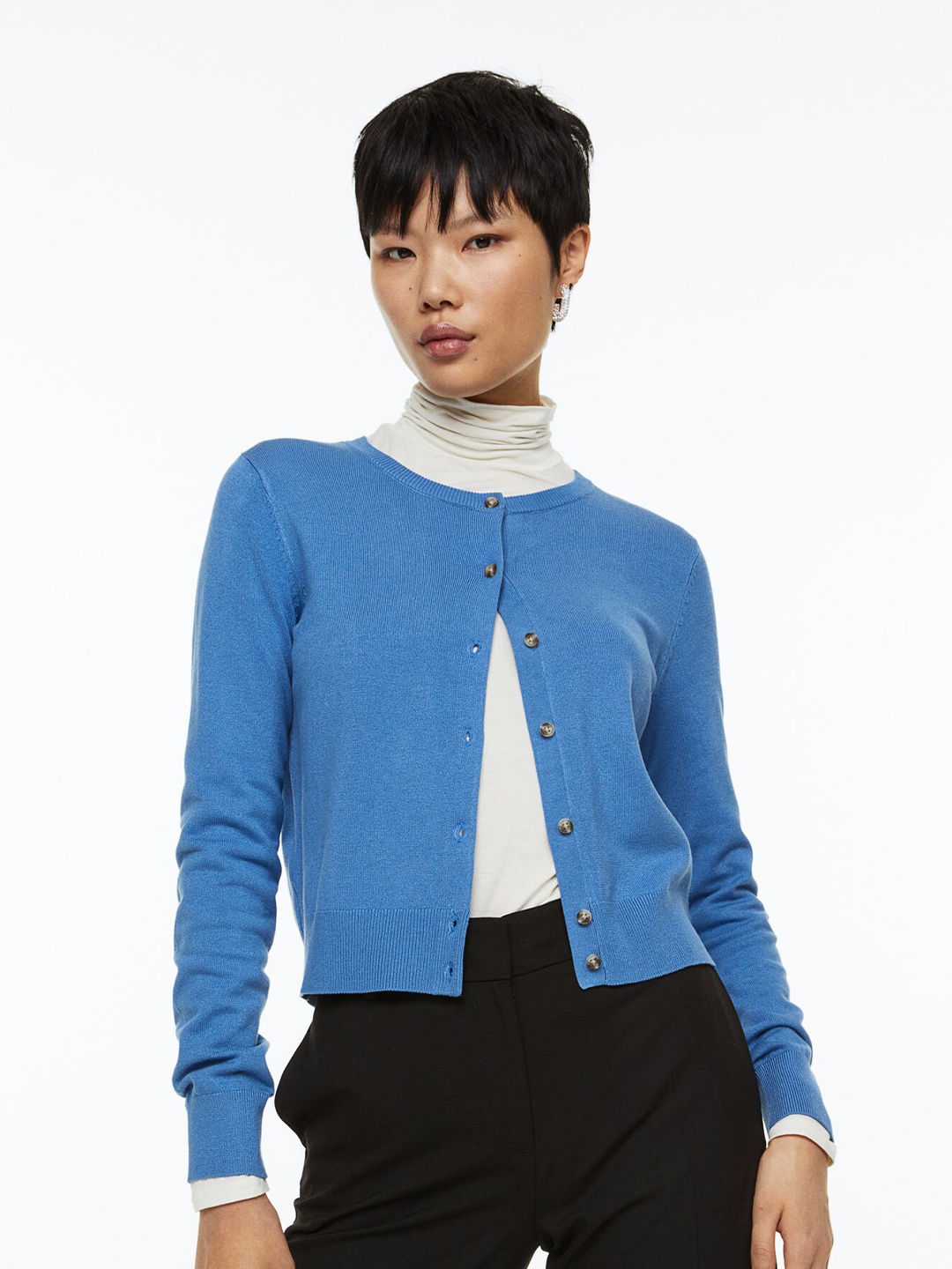 

H&M Women Fine-Knit Cardigan, Blue