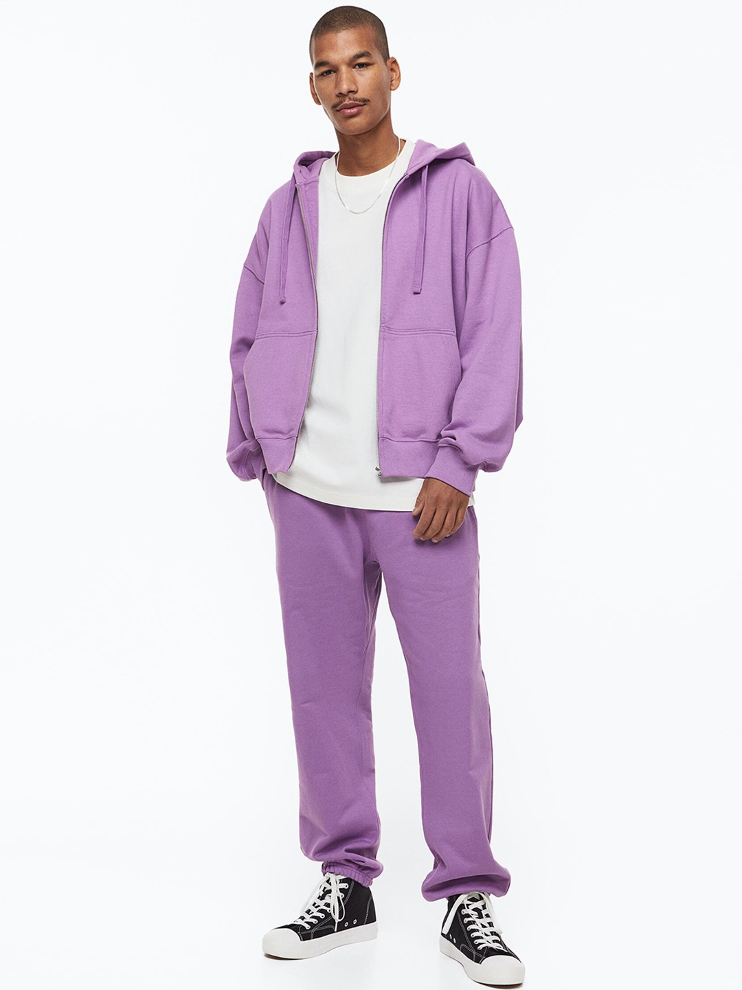 

H&M Men Relaxed Fit Pure Cotton Joggers, Lavender