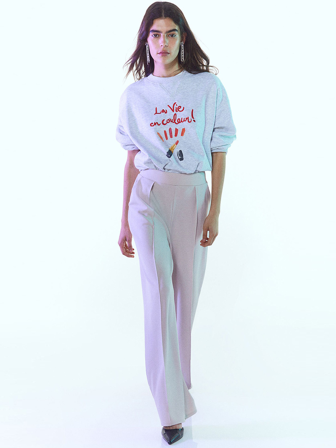 

H&M Women High-Waisted Tailored Trousers, Off white