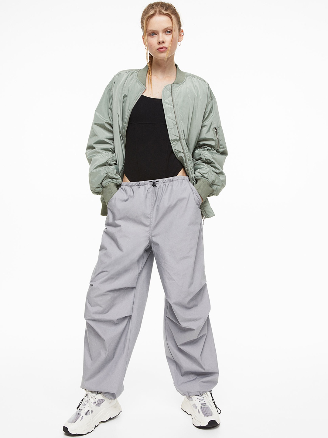 

H&M Women Parachute trousers, Grey