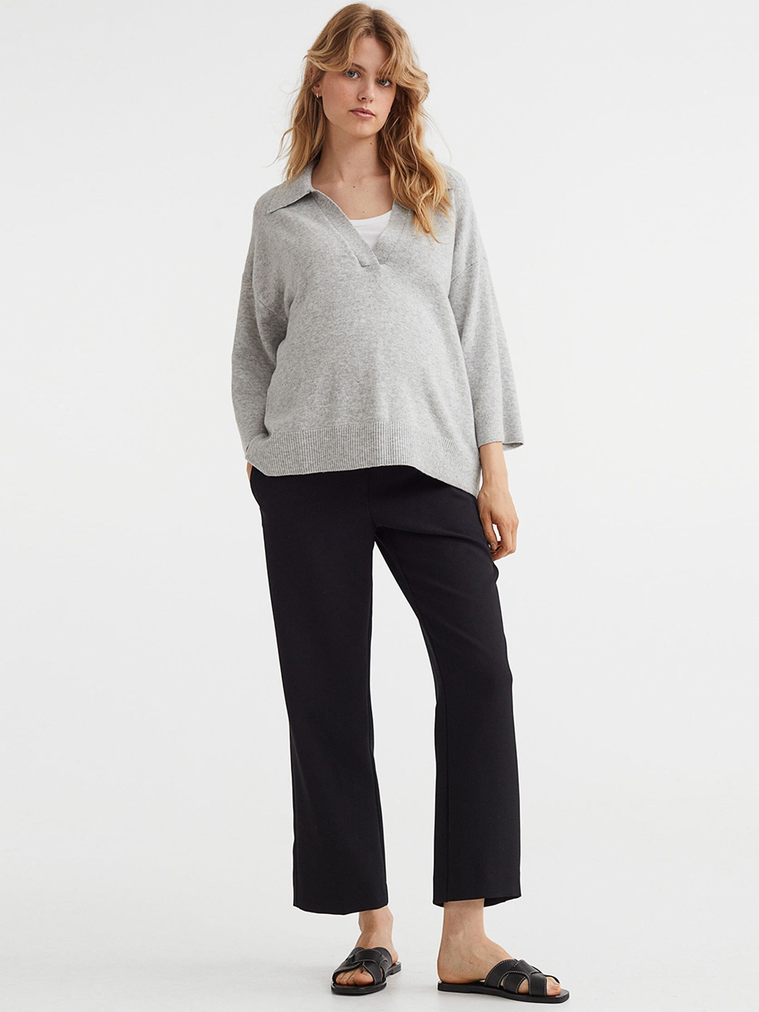 

H&M Women MAMA Women Ankle-Length Cigarette Trousers, Black