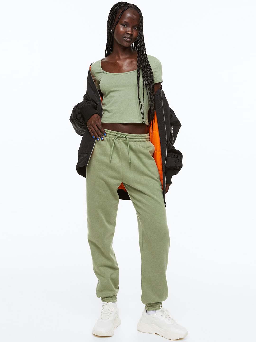 

H&M Women High-Waisted Joggers, Green