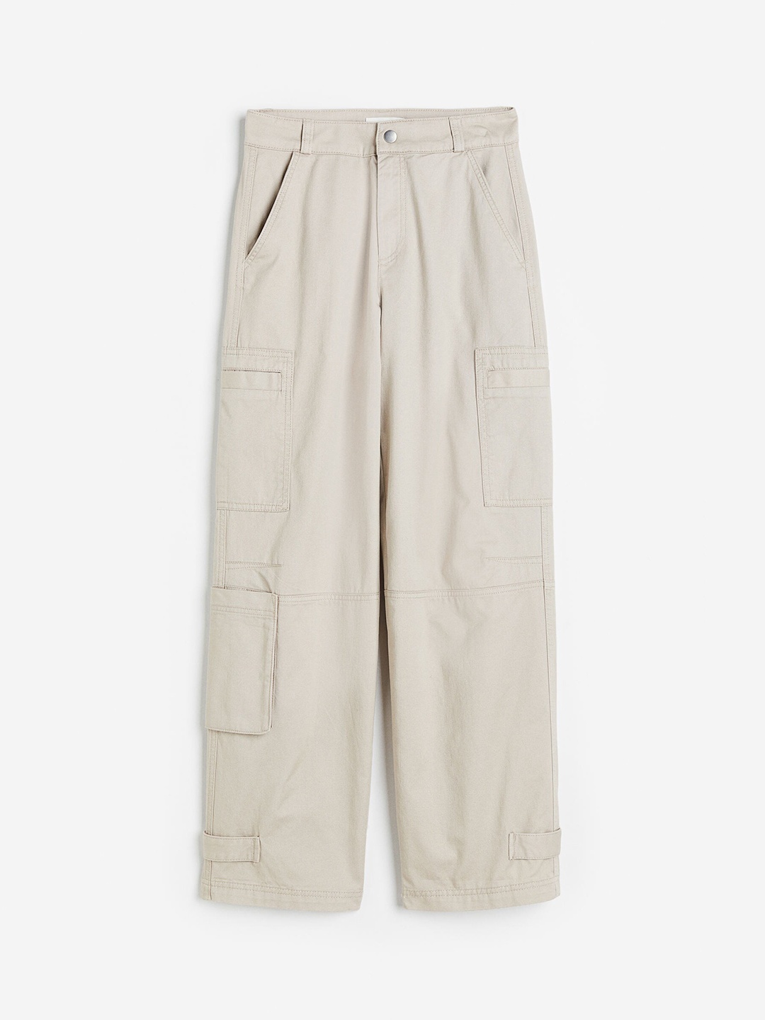 

H&M Women Straight Cargo Trousers, Beige