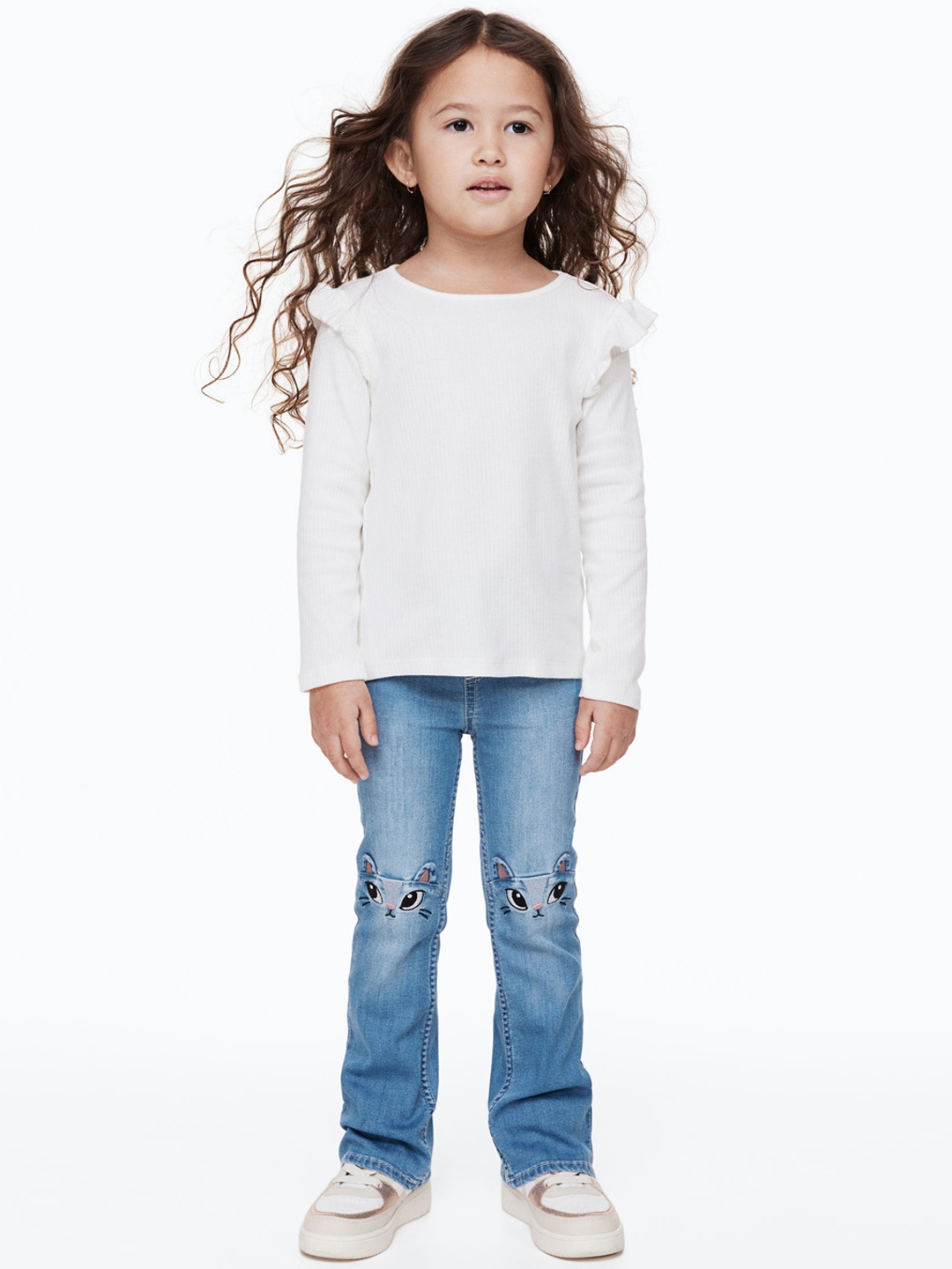 

H&M Girls Flared Pull-On Jeans, Blue