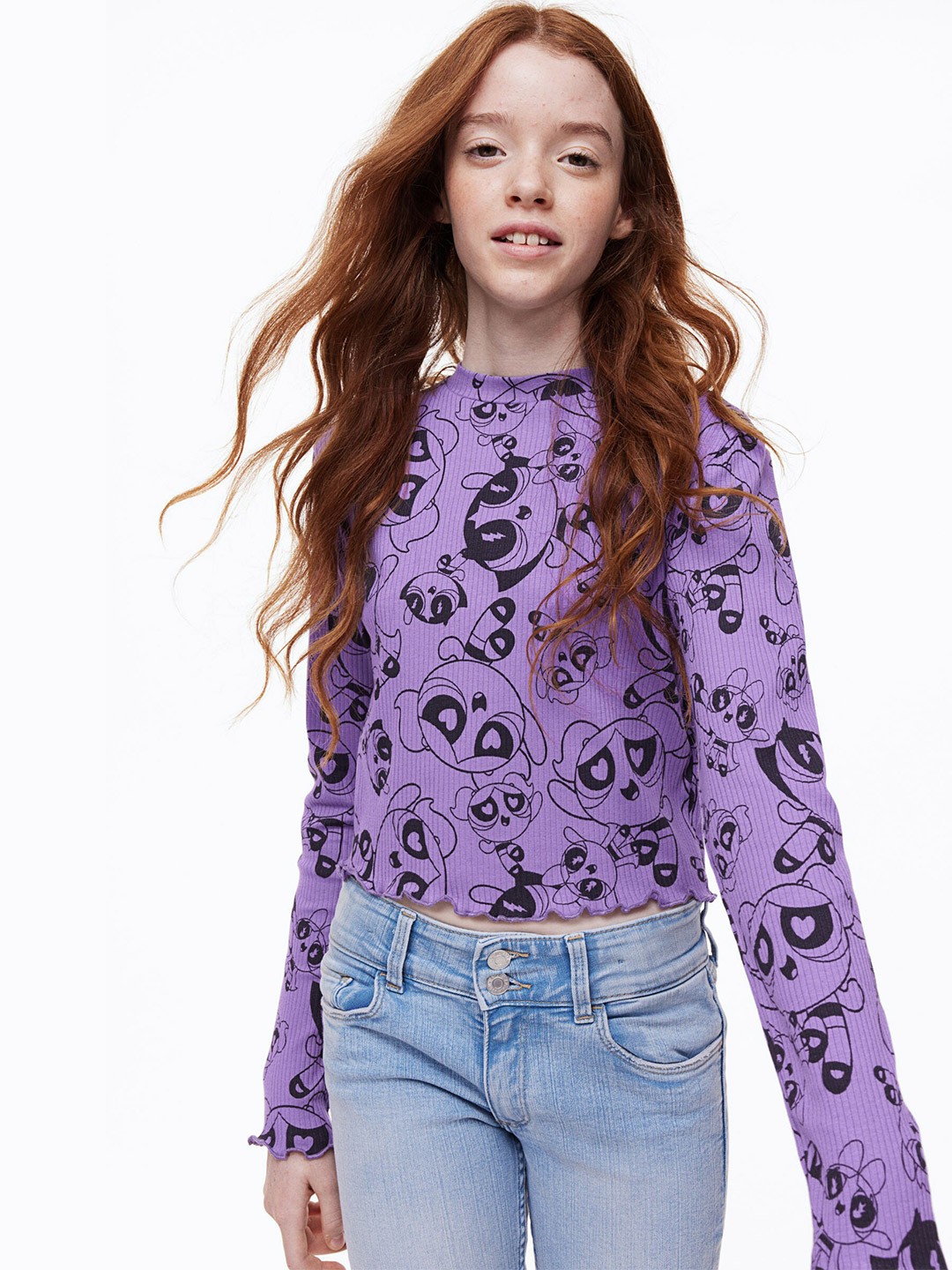 

H&M Girls Printed Jersey Top, Purple