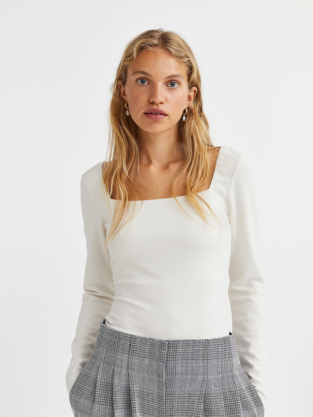 

H&M Square-Neck Top, White