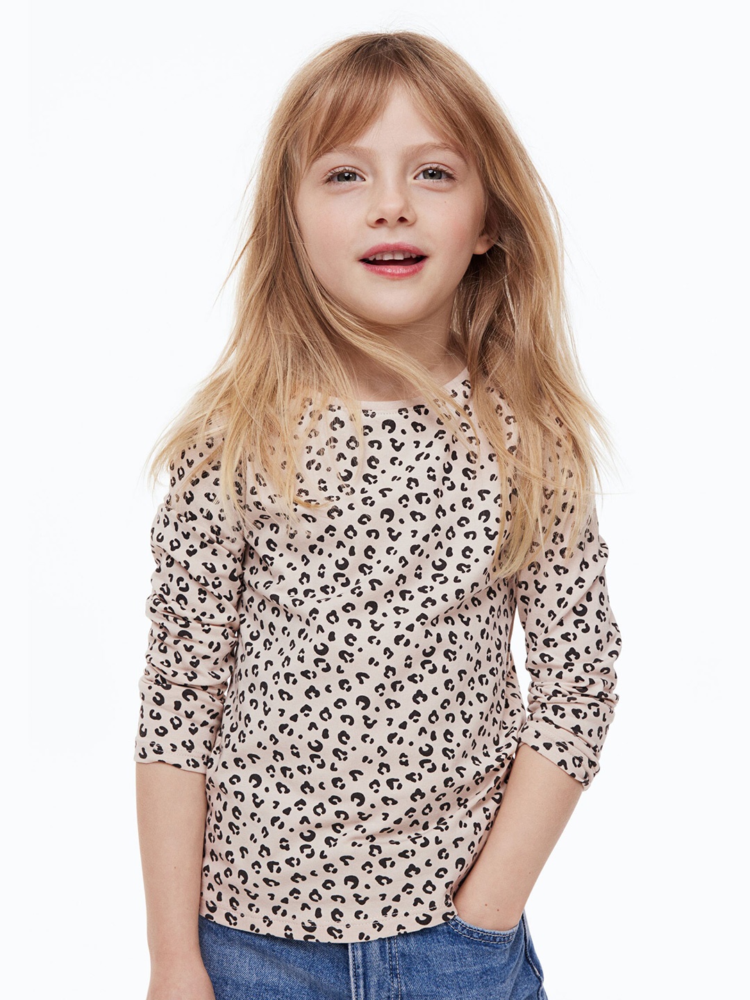 

H&M Girls 3-Pack Long-Sleeved Tops, Off white