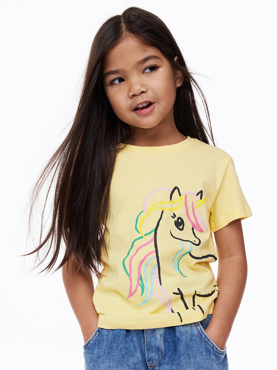 

H&M Girls Printed Jersey Top, Yellow