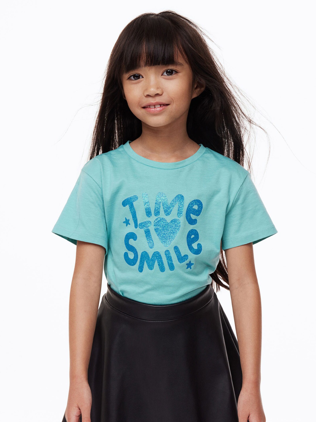 

H&M Girls Pure Cotton Printed Jersey Top, Blue