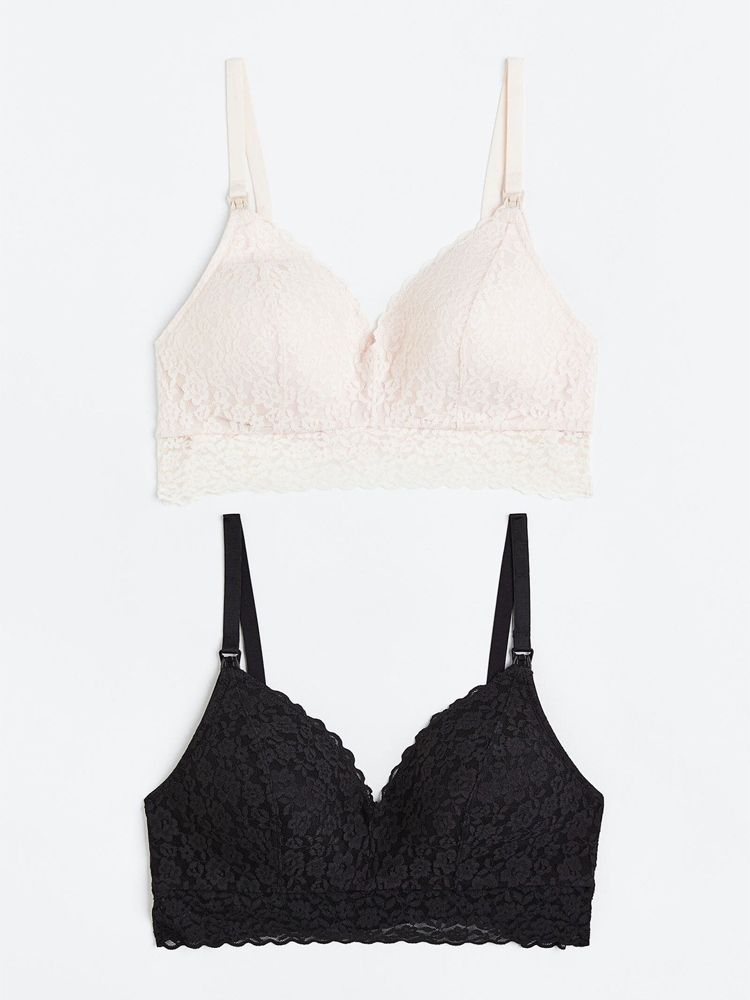

H&M MAMA 2-Pack Padded Nursing Bras, Black