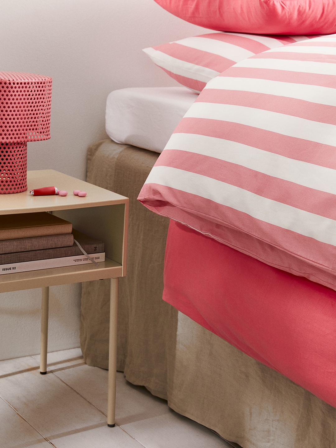 

H&M Pink & White Striped Single Duvet Cover Set