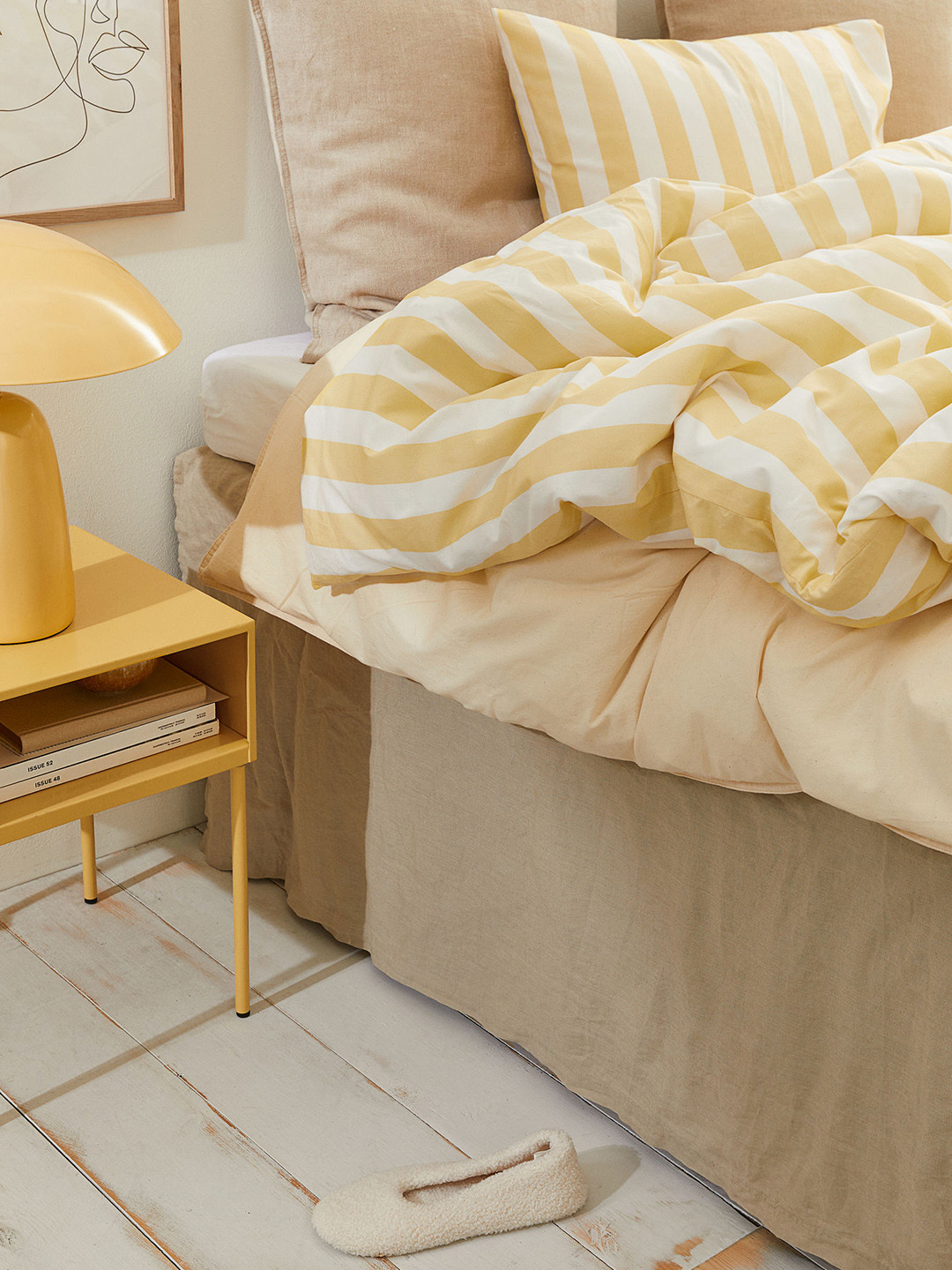 

H&M Yellow & White Striped Single Duvet Cover Set
