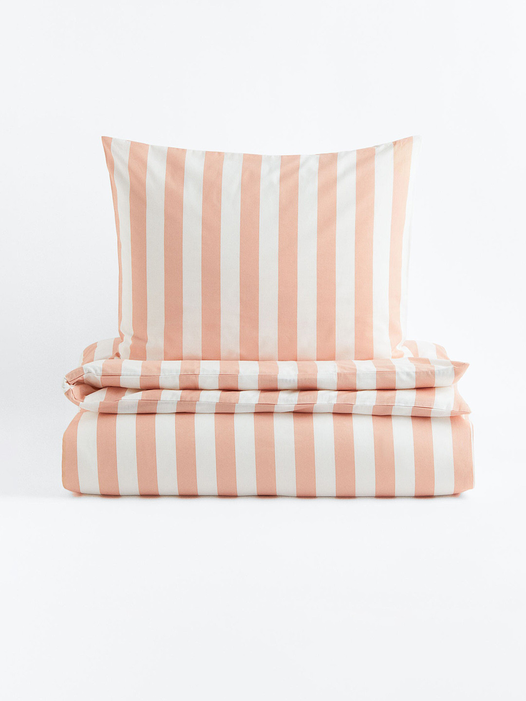 

H&M Peach-Colored & White Striped Single Duvet Cover Set