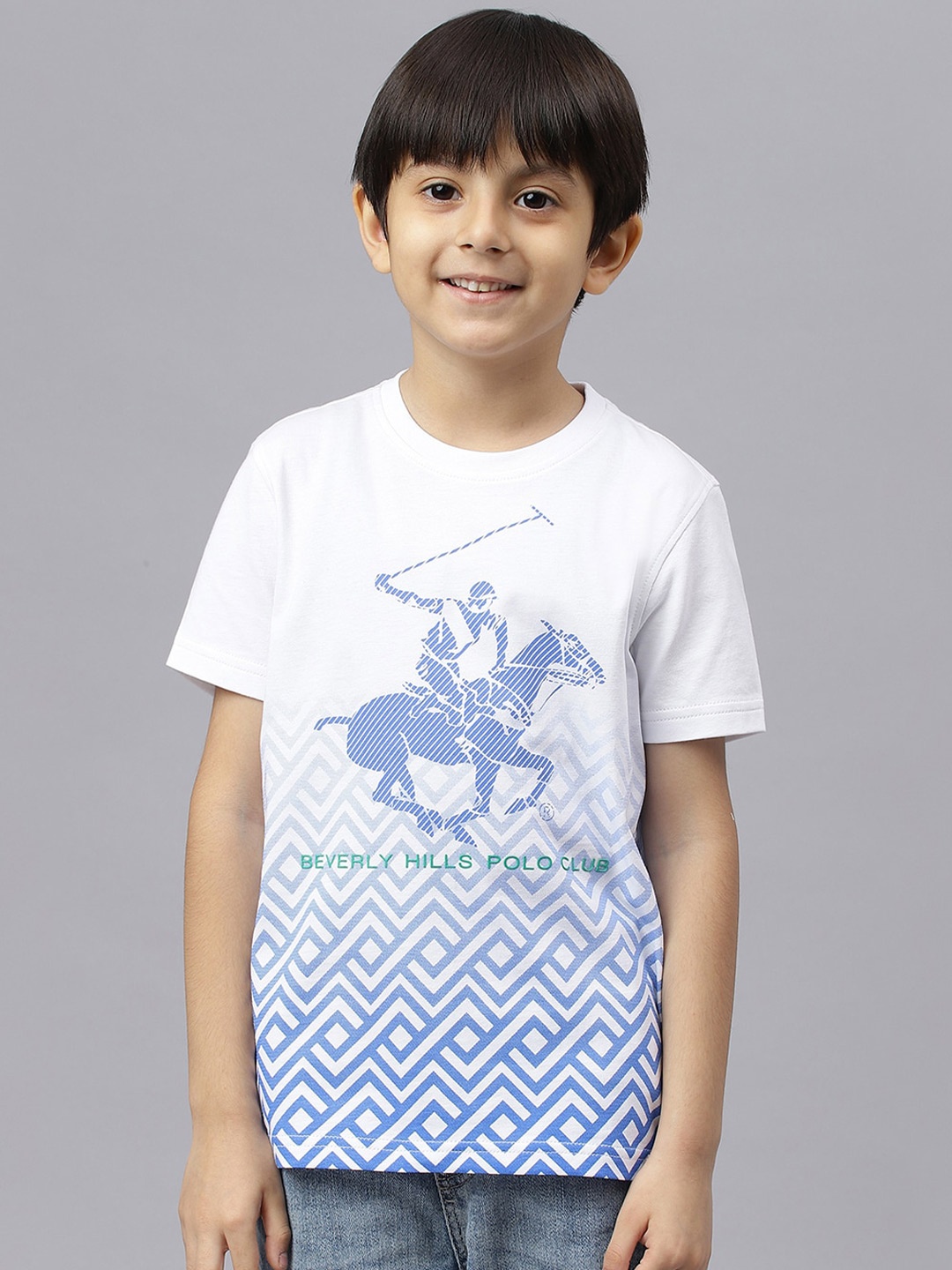 

Beverly Hills Polo Club Boys Printed Round Neck Cotton T-shirt, White