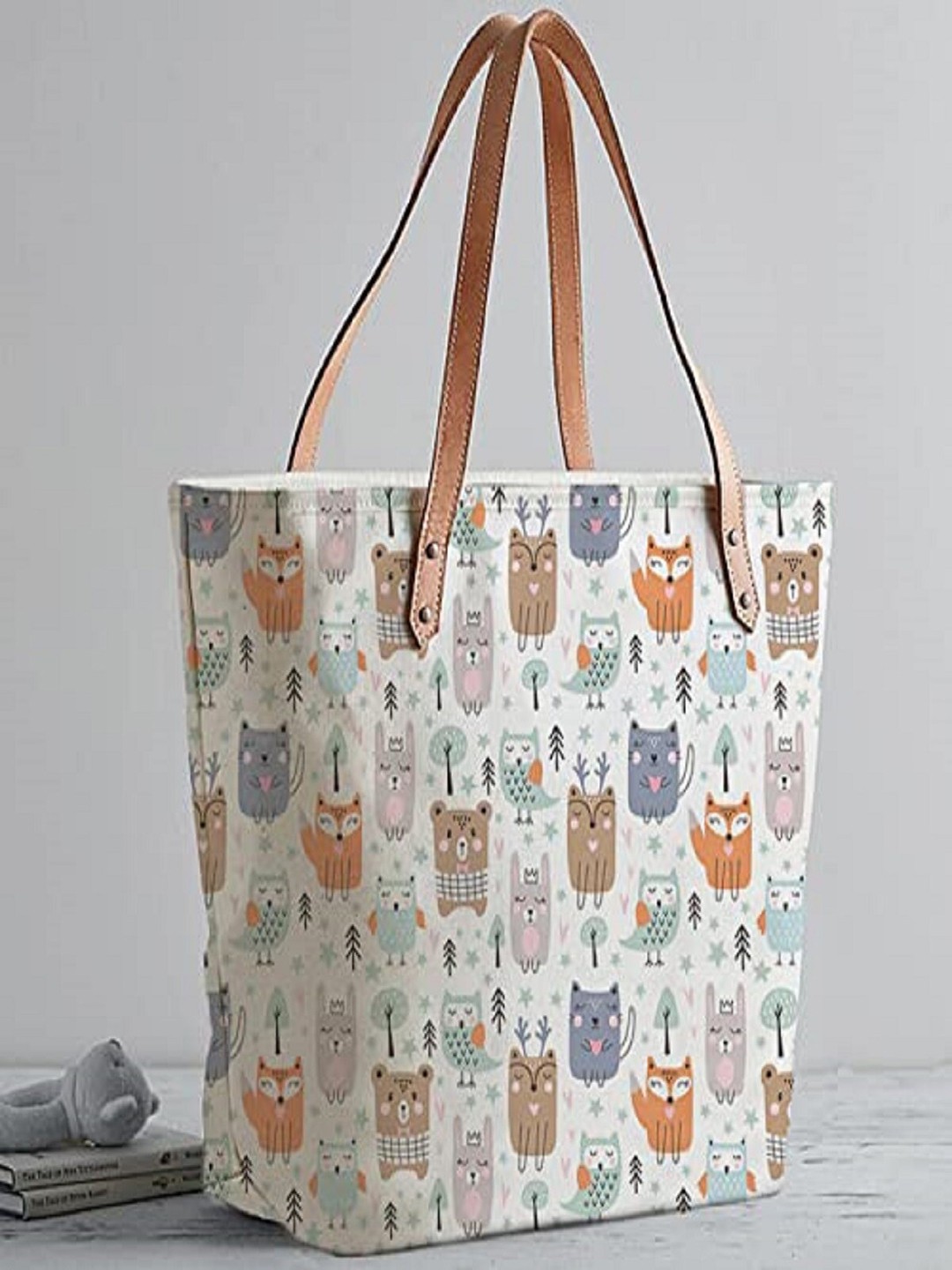 

Lychee bags Printed Oversized Shopper Tote Bag, White