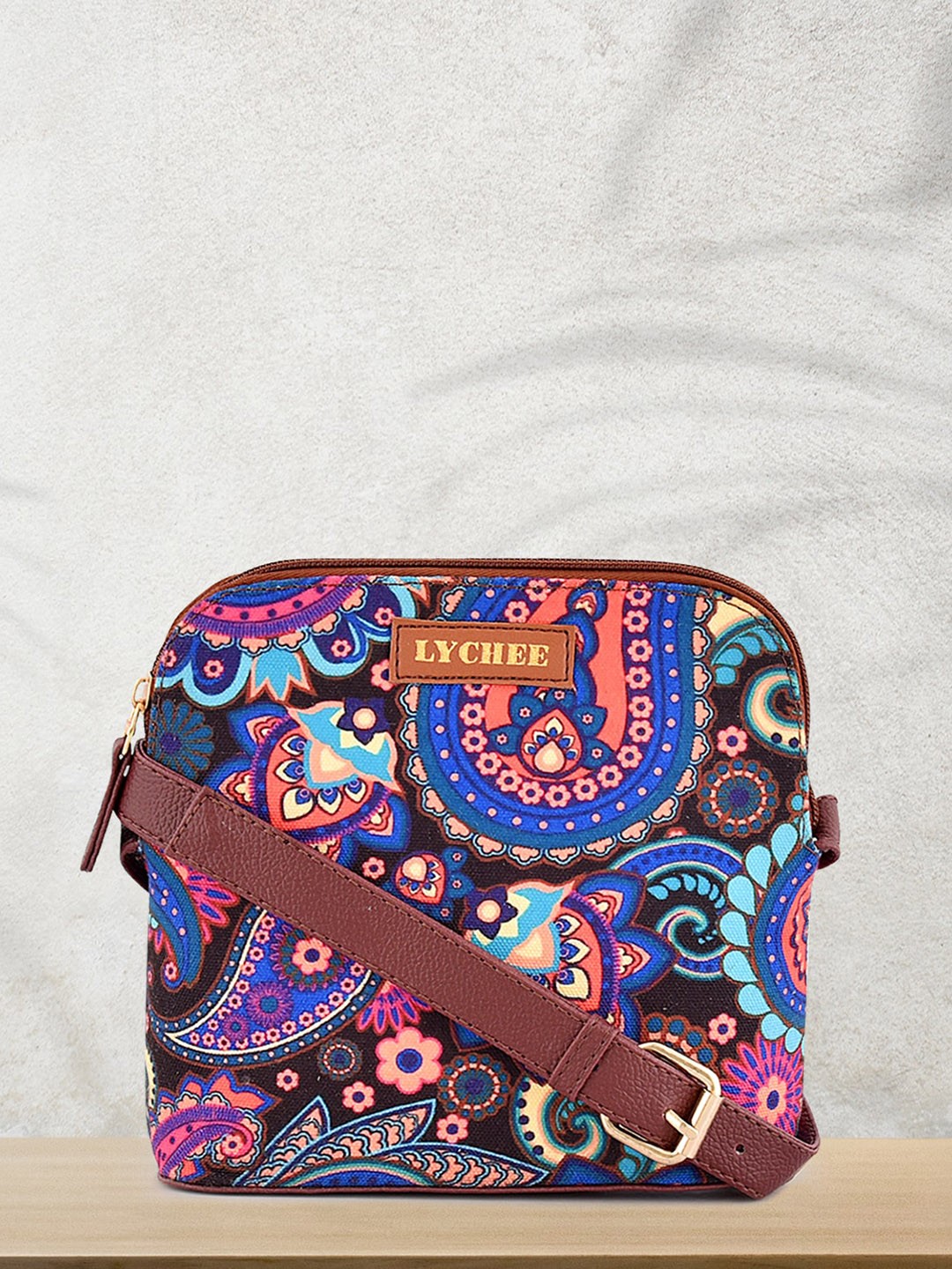 

Lychee bags Ethnic Motifs Printed Structured Sling Bag, Blue