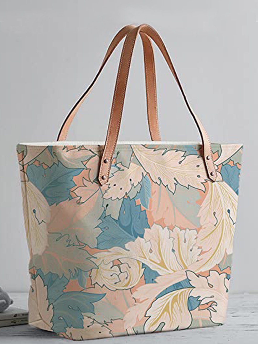 

Lychee bags Floral Printed Oversized Shopper Tote Bag, Blue