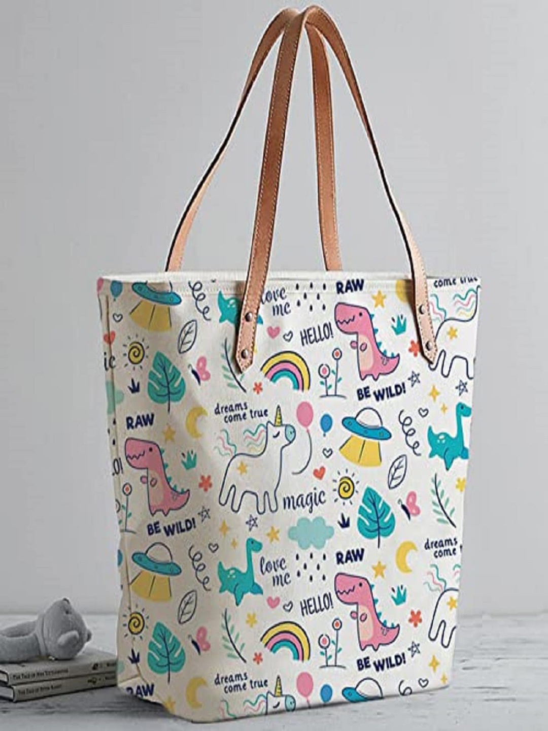 

Lychee bags Printed Oversized Shopper Tote Bag, White