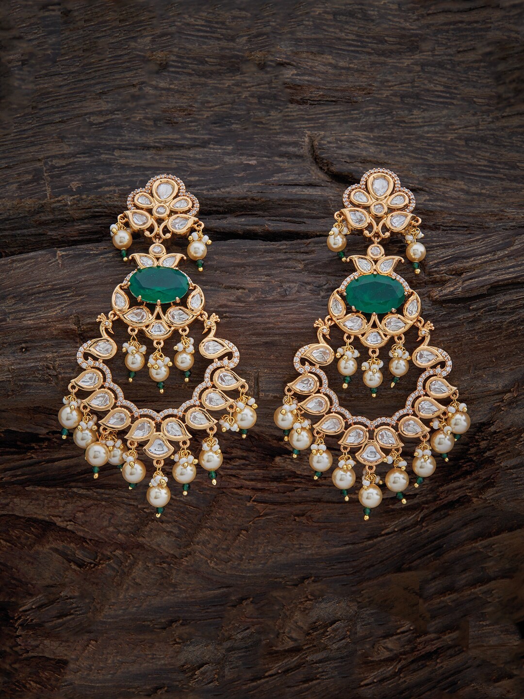 

Kushal's Fashion Jewellery Women Gold-Plated Floral Drop Earrings, Green