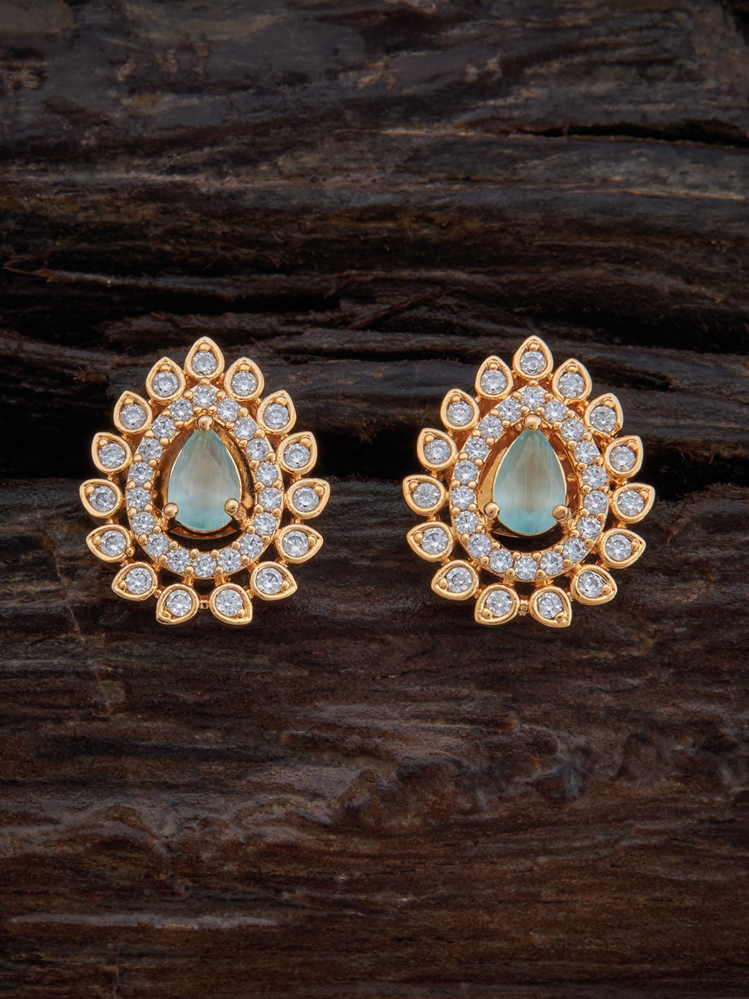 

Kushal's Fashion Jewellery Gold-Plated Teardrop Shaped Studs Earrings, Sea green