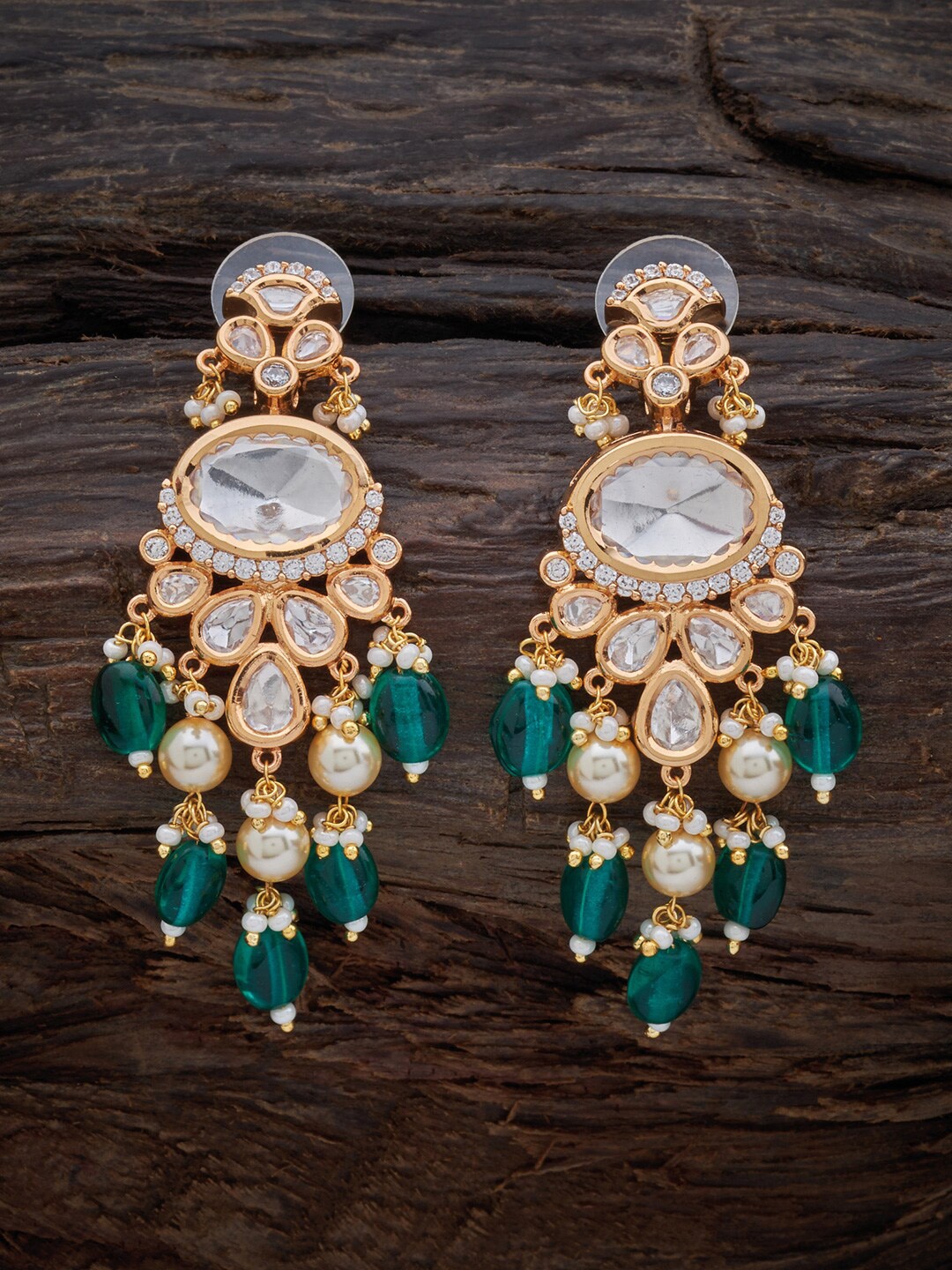 

Kushal's Fashion Jewellery Floral Drop Earrings, Green