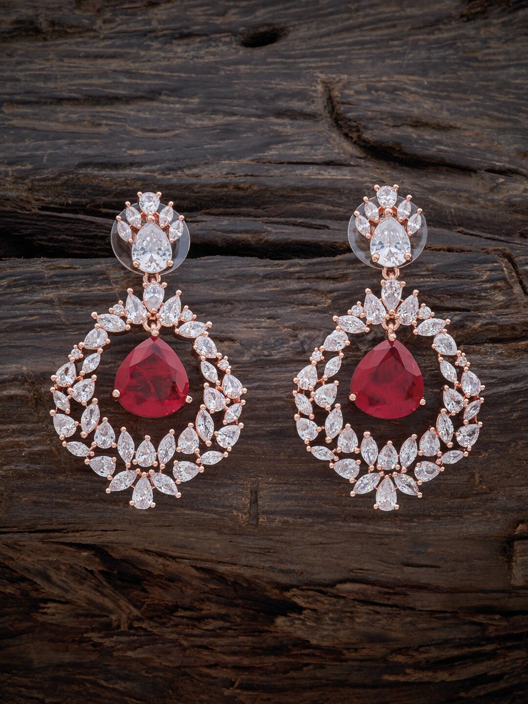 

Kushal's Fashion Jewellery Rose Gold-Plated Teardrop Shaped Drop Earrings
