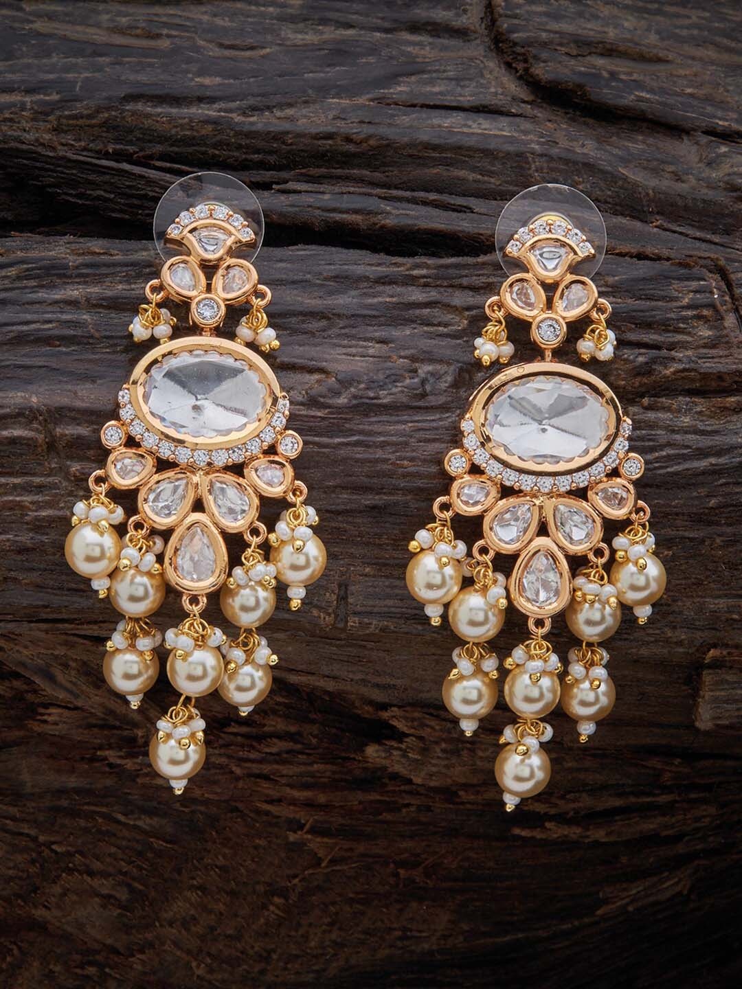 

Kushal's Fashion Jewellery Gold Plated Floral Drop Earrings, White