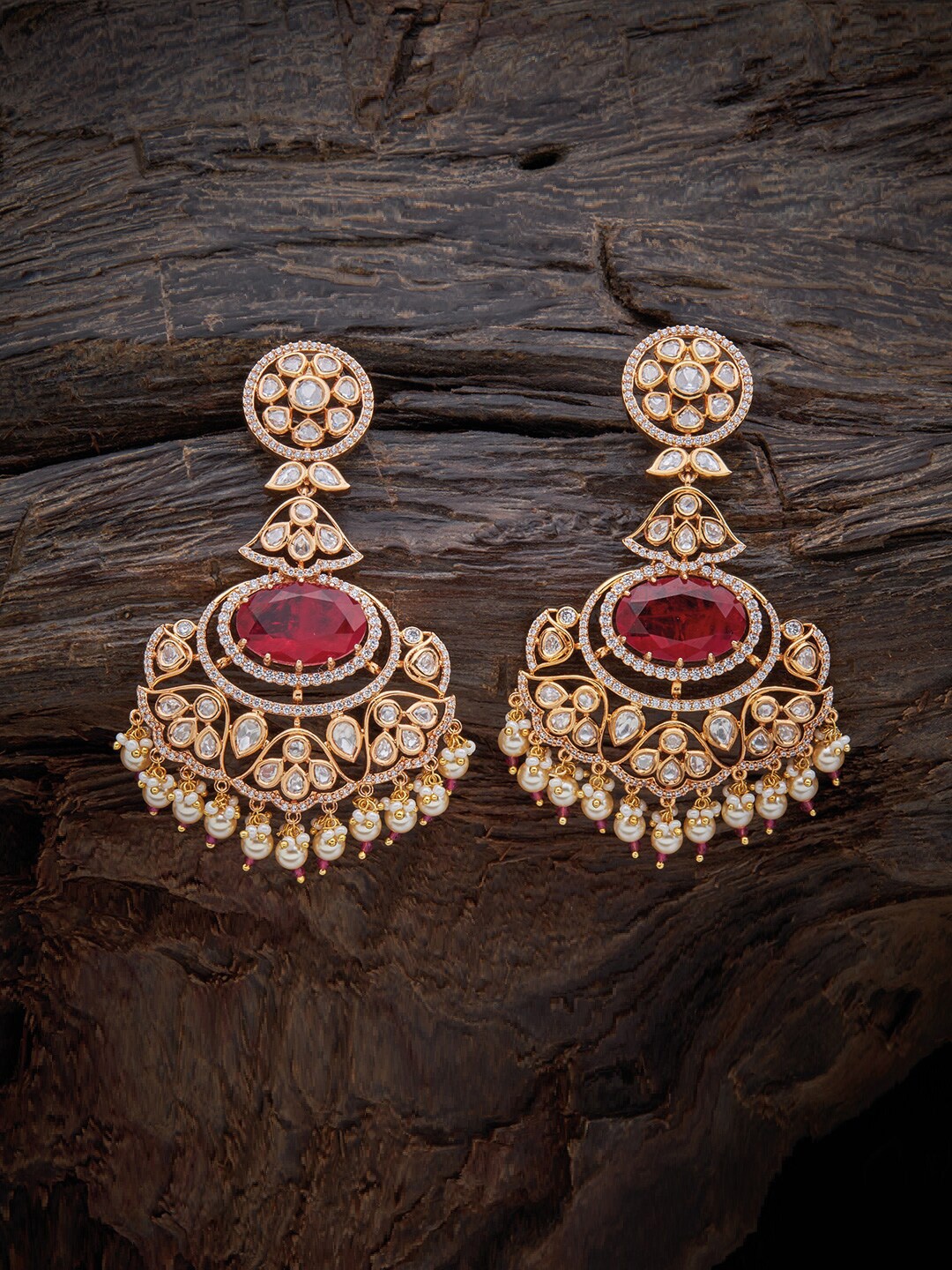 

Kushal's Fashion Jewellery Floral Drop Earrings, Red